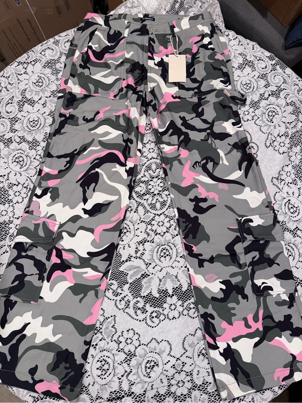 Womens’ Pink & Gray Camo Cargo Pants